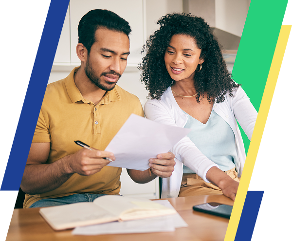 Couple looking at a paper